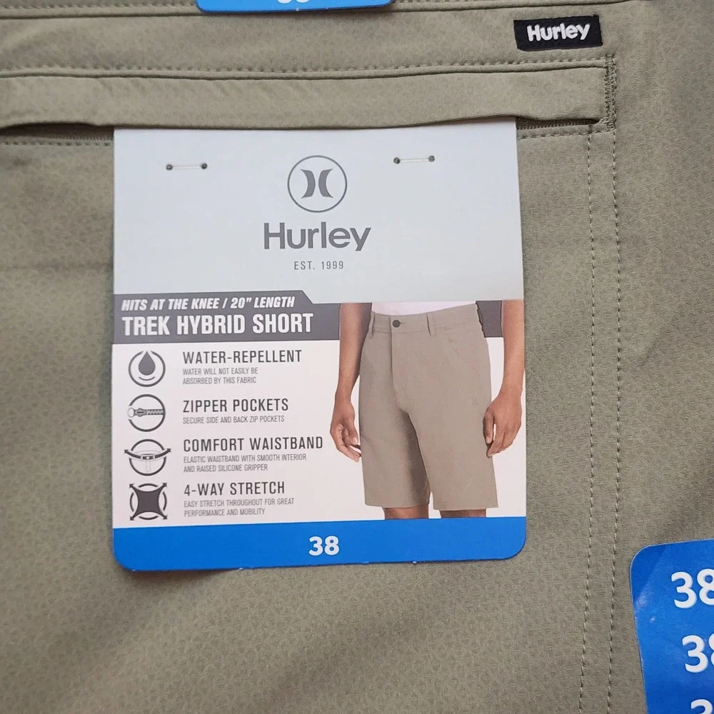 Hurley Trek Hybrid Shorts Mens 38 Olive NWT Golf Hiking Stretch Water Repellent